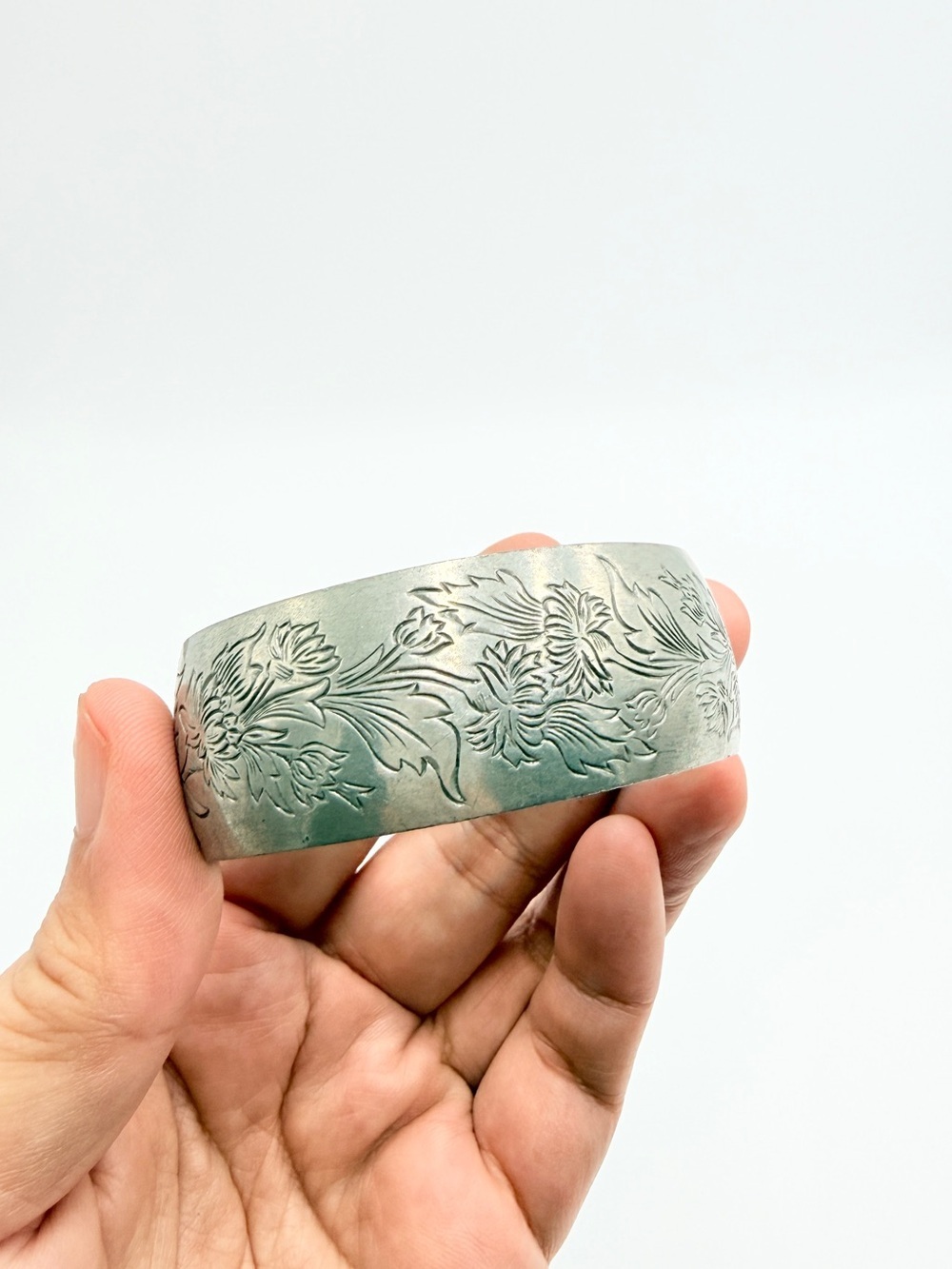Vintage Kirk Pewter Chrysanthemum Cuff Bracelet – 900-11